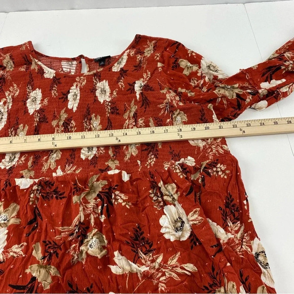 Torrid 5X Babydoll Crinkle Gauze Midi Top Orange Floral Women's Plus Stretch - Picture 4 of 7